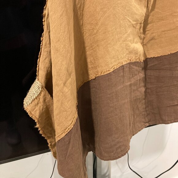Unique Spring Summer 100% Linen Jacket/Blouse, One Size, khaki/coffee color - Picture 14 of 16